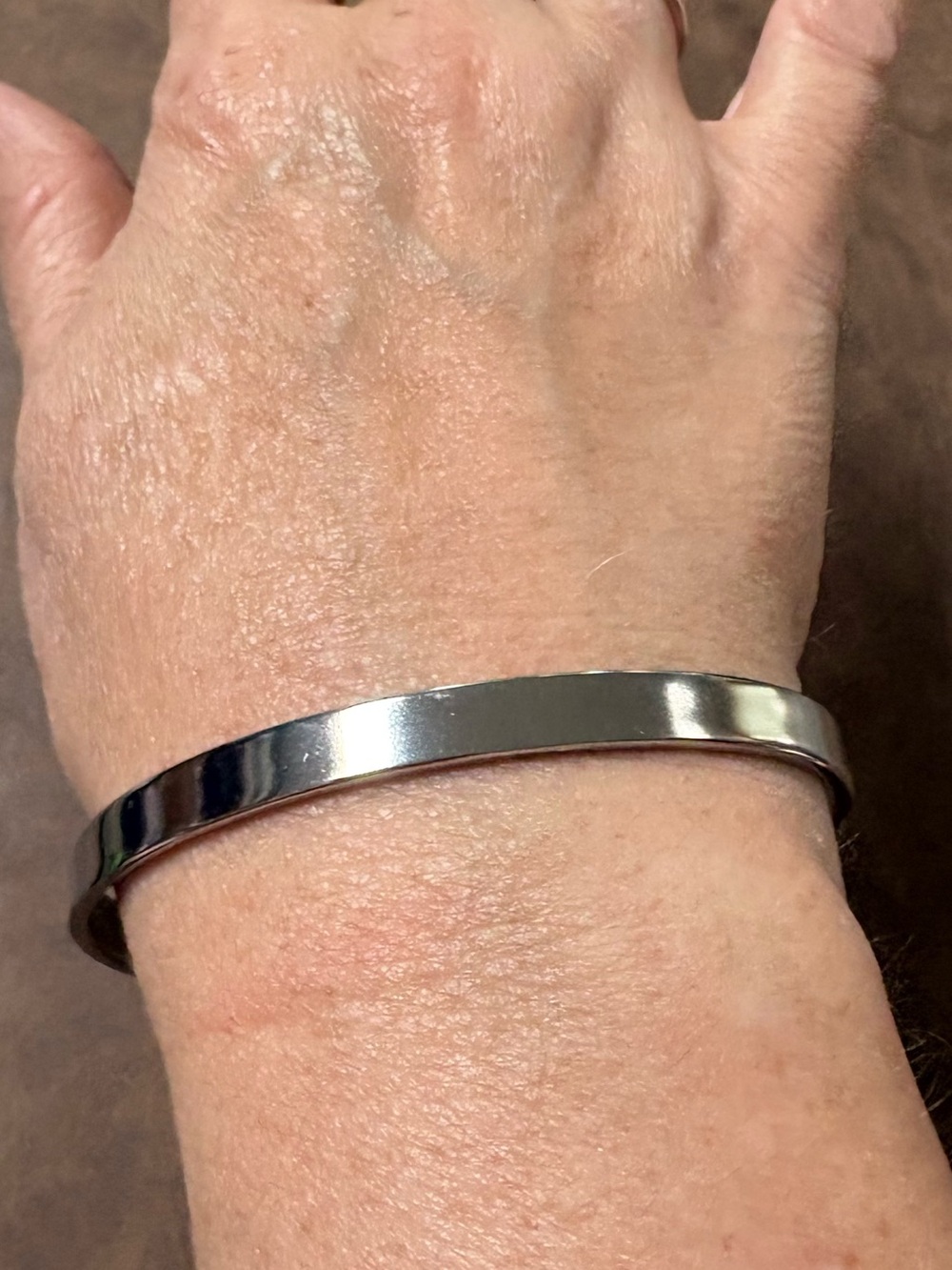 Simple Polished Engraved Silver Cuff Bracelet